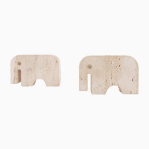 Vintage Travertine Elephant Sculptures by Enzo Mari for Fratelli Mannelli, 1970s, Set of 2