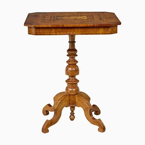 19th Century Italian Inlaid Walnut Sorrento Table, 1890s
