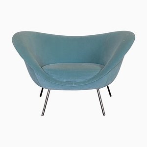 Fauteuil D.154.2 en Daim Bleu Clair par Gio Ponti, 2019