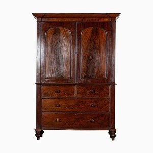 Large English Regency Mahogany Linen Press, 1800