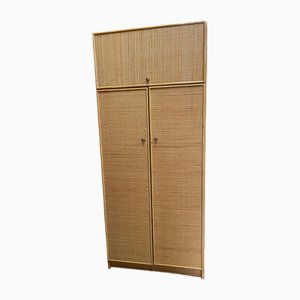 Vintage Kleiderschrank aus Rohrgeflecht mit Aufbewahrungsfach