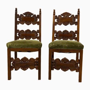 Set of Renaissance Walnut Chairs, 1900s