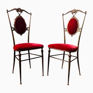 Sedie in ottone, Italia, set di 2