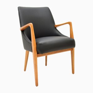 Danish Birch and Leather Armchair, 1960s
