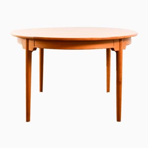 Round Clear Lacquered Ash Wood Table by Hans Wegner for Johannes Hansen, 1960s