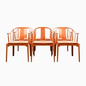 Chaises en Frêne Laqué Clair par Hans Wegner pour Fritz Hansen, 1986, Set de 6