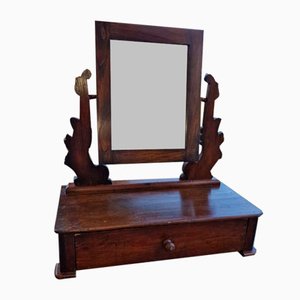 Small Walnut Dressing Table with Psiche Mirror, Early 1900s