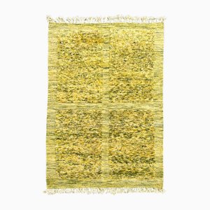 Tapis Beni Ouarain en Laine Jaune et Vert avec Motif Marocain
