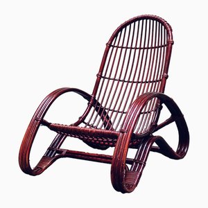 Sedia vintage in bambù e vimini di Tito Agnoli, 1960