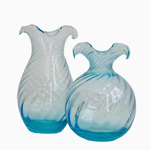 Murano Vases in Acquamare from Ribes the Art of Glass, Set of 2