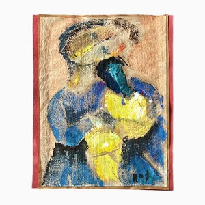 Alfred Rogoway, Figurine, 1970s, Technique Mixte sur Papier