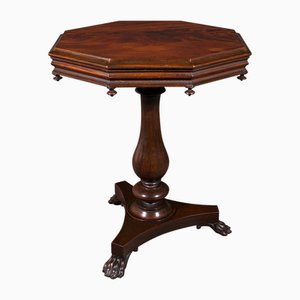 Mesa auxiliar o con lámpara William IV inglesa antigua, 1835