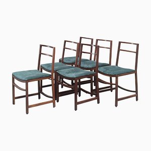Vintage Italian Chairs in Wood and Green Velvet by Renato Venturi for Mim, 1960, Set of 6