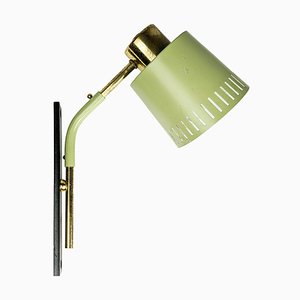 Mid-Century Aquamarine and Brass Adjustable Wall Lamp attributed to Stilux Milano, 1960s