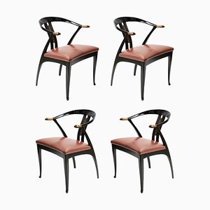 Italienische Mid-Century Esszimmerstühle von Giorgetti, 1980er, 4er Set