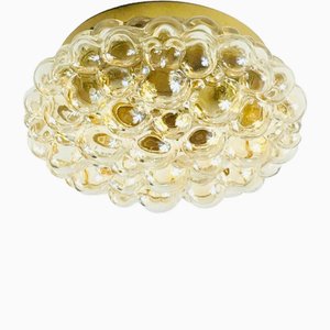 Große Bernsteinfarbene Deckenlampe aus Blasenglas von Helena Tynell für Limburg, 1960er
