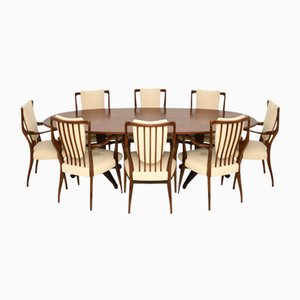 Vintage Dining Table and Chairs attributed to Andrew Milne for Heals, 1950, Set of 9