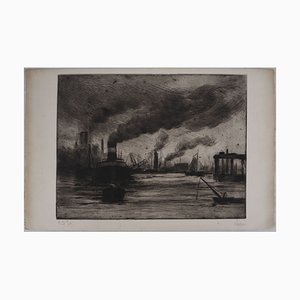 Maximilien Luce, View of the Port of Rotterdam, 1890-1895, Original Etching