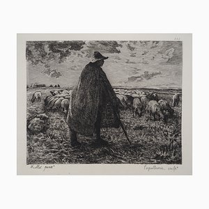 Jean François Millet, Der alte Hirte, Kupferstich, 1873