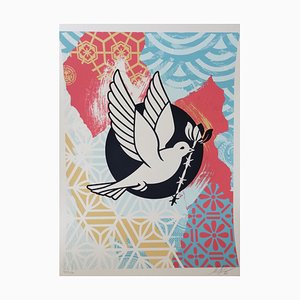 Shepard Fairey (Obey), Barbwire Dove Collage, Pencil Screenprint