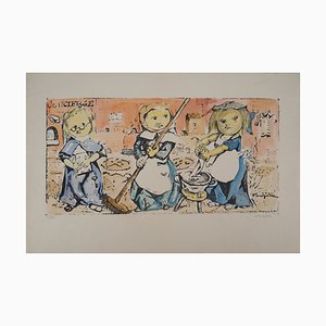 Léonard Tsuguharu Foujita, Small Trades, the Concierge, Original Engraving