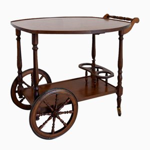 Carrito de bar Mid-Century de madera con rayas, años 60