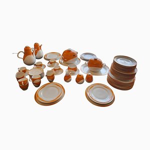 Space Age Service in White and Orange Porcelain from Heinrich Bavaria, Germany, 1970s, Set of 73