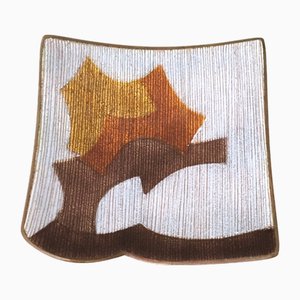 Brown and White Lacquered Copper Ashtray by Del Campo, 1960s