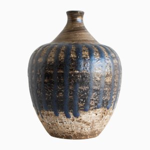 Mid-Century Scandinavian Modern Brutalist Art Design Art Pottery Vase by Mari Simmulson for Upsala Ekeby, Sweden, 1970s
