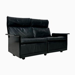 Canapé 2 Places Modèle 620 Vintage en Cuir Noir par Dieter Rams pour Vitsoe, 1970s