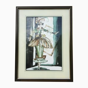 Jutta Ritter Scherer, Moderne Ballerina Puppe, 1980er, Lithographie