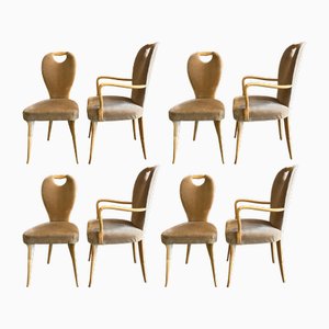 Sedie da pranzo in legno e tessuto attribuite a Osvaldo Borsani per Ignoto, anni '60, set di 8