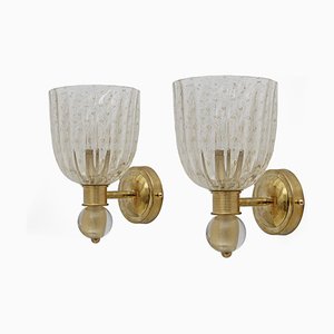 Vintage Wandleuchten aus Muranoglas, 1990, 2er Set