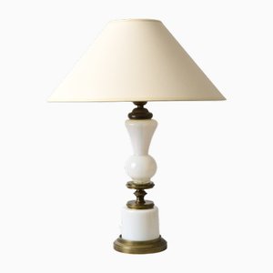 Lampe de Bureau Vintage en Verre Opalin Blanc, Italie, 1960s
