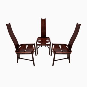 Chaises de Salle à Manger Brutalistes Vintage en Chêne, 1980, Set de 3