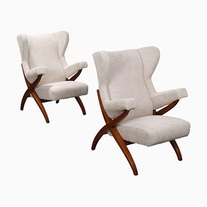 Sessel aus Buche & Stoff von Franco Albini, 2er Set