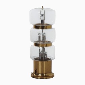 Große Stehlampe aus mundgeblasenem Glas & Messing, 1970er