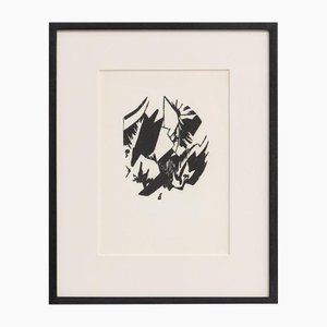 Hannah Höch, Composition Abstraite Noire et Blanche, 1915, Linogravure, Encadrée