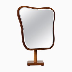 Scandinavian Modern Teak Table Mirror with Organic Shape, Sweden, 1950