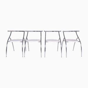 Sillas italianas estilo minimalista de cromo de Gastone Rinaldi, años 70. Juego de 4