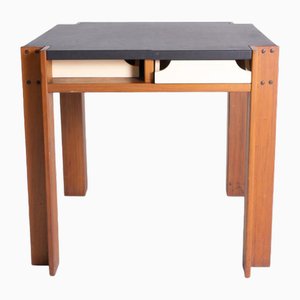 Vintage Coffee Table with Leather Top and Integrated Drawers