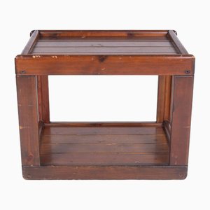 Vintage Wood Side Table with Lower Shelf