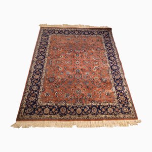 Tapis Oriental Vintage avec Bordure Bleu Nuit