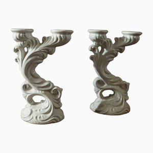 Vintage Candlesticks in Ceramic, Italy, 1930s, Set of 2