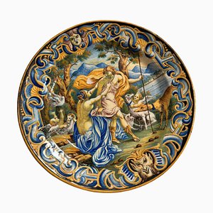 Piatto in ceramica con scena mitologica, Italia, XIX secolo