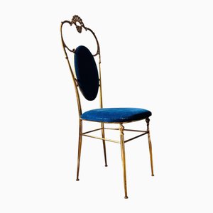 Itlalian Brass Chair in Royal Blue Velvet