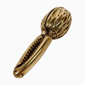 Midcentury Modern Brass Nutcracker in Walnut Shape, 1970s