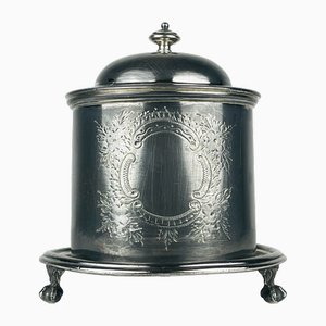 Antique Silver Plated Biscuit Box by James Deakin & Sons, 1890s