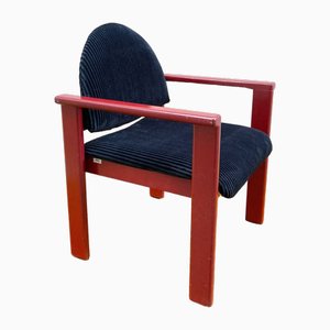 Collective Armlehnstuhl aus rot patiniertem Holz und schwarzem Cord von MMO Mobilier