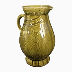 Sarreguemines Jug with Grape and Vine Flower Design, 1950s